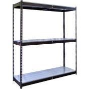 Rivetwell Double Rivet Boltless Shelving 48"W x 36"D x 84"H 3 Levels Starter W/EZ Decking Black