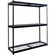 Rivetwell Double Rivet Boltless Shelving 96"W x 18"D x 84"H 3 Levels Starter W/Wire Decking Black