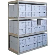 Global Industrial Record Storage Rack 72W x 24D x 84H With Polyethylene  File Boxes, Gray B2297051