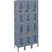 Hallowell U3558-2HV-A Heavy-Duty Ventilated Locker Double Tier 15x15x36 6 Doors Assembled Dark Gray
