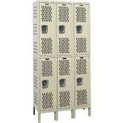 Hallowell U3558-2HV-A Heavy-Duty Ventilated Locker Double Tier 15x15x36 - 6 Doors Assembled - Tan