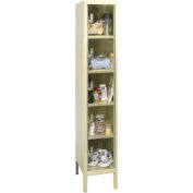 Global Industrial Five Tier 5 Door Clear View Locker, 12"Wx12"Dx12"H, Tan, Unassembled