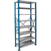 Hallowell H-Post High Capacity Shelving 36"W x 24"D x 87"H 8 Adj Shelves Open Style, Shelf Starter