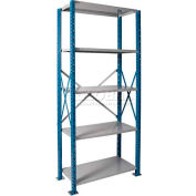 Hallowell H-Post High Capacity Shelving 36"W x 18"D x 123"H 5 Adj Shelves Open Style, Shelf Starter