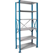 Hallowell H-Post High Capacity Shelving 36"W x 24"D x 87"H 6 Adj Shelves Open Style, Shelf Starter