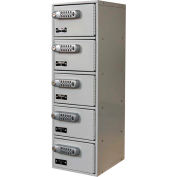 Hallowell UCTL192(30)-5A Tablet/Cell Phone Locker, 9x12x30-1/2, 5 Door-1 Wide, Digitech Locks Gray
