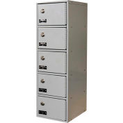 Hallowell UCTL192(30)-5A-K-PL Tablet/Cell Phone Locker 9x12x30-1/2, 5 Door-1 Wide, w/Key Locks Gray