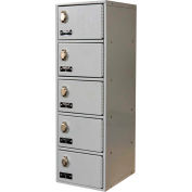Hallowell UCTL192(30)-5A-PL Tablet/Cell Phone Locker, 9x12x30-1/2, 5 Door, 1 Wide Padlock Hasp Gray