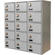 Hallowell UCTL392(30)-5A-PL Tablet/Cell Phone Locker 27x12x30-1/2, 15 Door 3 Wide Padlock Hasp Gray