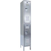 Hallowell USS1888-2 304 Stainless Steel Locker, 18"W x 18"D x 36"H, Double Tier, 1 Wide, Unassembled