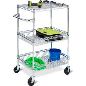 3-Tier Chrome Urban Utility Cart, 24" L x 18" W x 40" H, 400 Lb Capacity