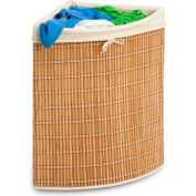 Wicker Corner Bamboo Laundry Hamper With Liner, Natural Bamboo/Beige Canvas