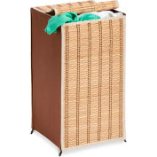 Tall Bamboo Wicker Weave Laundry Hamper w/Cover, Natural Bamboo