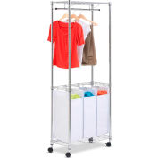 Urban Laundry Center On Rolling Casters, White/Chrome, Steel/Canvas