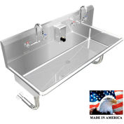 Stainless Steel Sink, 2 Stations w/Manual Faucets Round Tube Faucets 40" L X 20" W 8" D
