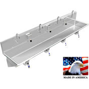 Stainless Steel Sink, 4 User w/Knee Valve Operated Valves Wall Mounted 84" L X 20" W X 8" D