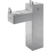 Haws "Hi-Lo" ADA Dual Station, Outdoor Drinking Fountain, Steel, Pedestal