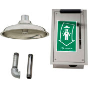 Haws®, 8164, Ceiling-Mounted Drench Shower Pull-Down Lever, Mounted In Recessed SS Cabinet