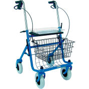 DMI Classic Steel Rollator Walker with Padded Seat, Blue