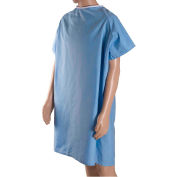 DMI Hospital Patient Gown with Snaps on Shoulders, 36 Inches Long from Shoulder, Blue