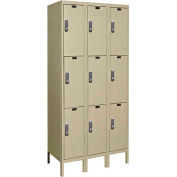 Hallowell UEL3288-3A-PT Assembled Electronic Access Locker Triple Tier 3 Wide 12x18x24 - Tan