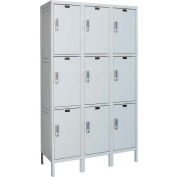 Hallowell UELBP3818-3PL Laptop/Backpack Locker, 54x21x24, 3 Tier, 3 Wide, Unassembled - Light Gray