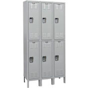 Hallowell UMS3288-2A-PL-AM Assembled Antimicrobial Locker Double Tier 3 Wide - 12x18x36 - Light Gray