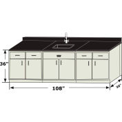 HEMCO® Atlantis Sink Base Cabinet Grouping, 108"W x 30"D x 36"H, White