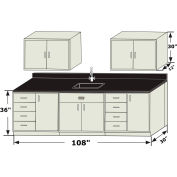 HEMCO® Enterprise Sink Base Cabinet Grouping, 108"W x 30"D x 36"H, White