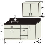 HEMCO® Viking Sink Base Cabinet Grouping, 72"W x 30"D x 36"H, White