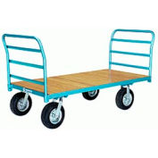 Hamilton® Platform Truck 36 x 60 Wood Deck - Pneumatic Wheels 2000 Lb. Cap. Double Handle