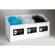 Horizon Mfg. 3-Compartment White Hair Net/Beard Cover/Shoe Cover/Arm Protector Dispenser