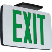 Hubbell CCESGE LED Die-Cast Thin Exit, Brushed Face, Black, Single Face, Green Letters, w/Battery