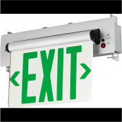 Hubbell CELR1GNE LED Edge-Lit Exit, Single-Face, Green Letters, Recessed Mount, w/ Battery Back-up