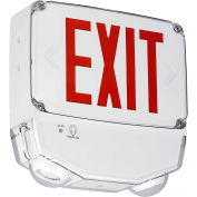 Hubbell CWC1RW LED Combo Exit/Emergency Light, Wet Location, Red Letters, White, Single Face