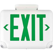 Hubbell EVCUGWDI Compact LED Combo Unit, White w/ Green Letters, Self-Diagnostics