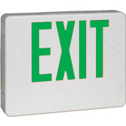 Hubbell HCXUGW Designer LED Combo Exit/Emergency Unit w/ Side-Mount Heads, White, Green Letters