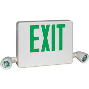 Hubbell HCXUGWRC12 Designer LED Combo Exit/Emergency Unit, Remote Capacity, White, Green Letters
