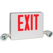 Hubbell HCXURWRC12 Designer LED Combo Exit/Emergency Unit, Remote Capacity, White, Red Letters
