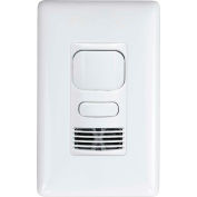 Hubbell LightHawk PIR/Ultrasonic 1-Button Wall Switch Occupancy Sensor, Single Relay, White