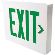 Hubbell SEDGW Die Cast Aluminum LED Exit Sign, White w/ Green Letters, Double Face, Damp Listed