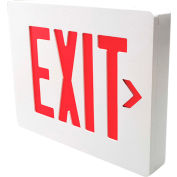 Hubbell SEDRWN Die Cast Aluminum Exit Sign, White Brushed w/ Red Letters, Double Face, Damp Location