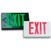 Howard Lighting Exit Sign, 120/277V, 6V Battery, Plastic, Green Letter, White Reflector