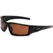 Uvex® Hypershock Safety Glasses, Matte Black Frame, Espresso Lens, Scratch-Resistant, Polarized