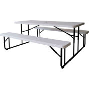 Global Industrial™ Folding Plastic Picnic Table, 71" x 29" Top, White
