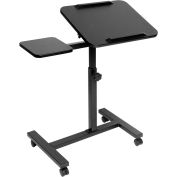 Seville Classics Tilting Sit-Stand Laptop Desk Cart with Mouse Pad Table, Black