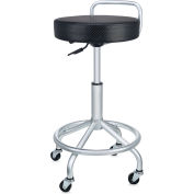 Seville Classics Pneumatic Work Stool with Swivel Cushioned Seat - Black