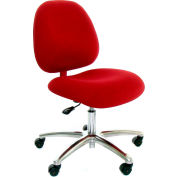 High Back Conductive Fabric Chair w/ Aluminum Base & ESD Casters Light Burgundy