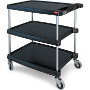 Intermetro Ind Corp MY2030-34BL 3-Shelf Cart - 34-3/8 x 23-7/16- Black