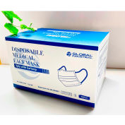 Disposable Medical Face Mask, 3-Ply With Earloops, Individually Wrapped, Blue, 50/Box